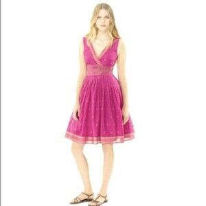 Isaac Mizrahi Target Sari Inspired Sundress Gold Fuschia Cotton Dress 2
